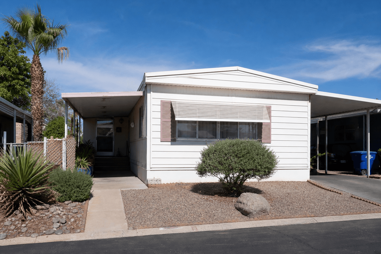 Compact entry-level Las Vegas home under a bright blue desert sky